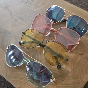 Women's Sunglasses Set - Pink, Yellow, Green, Gold